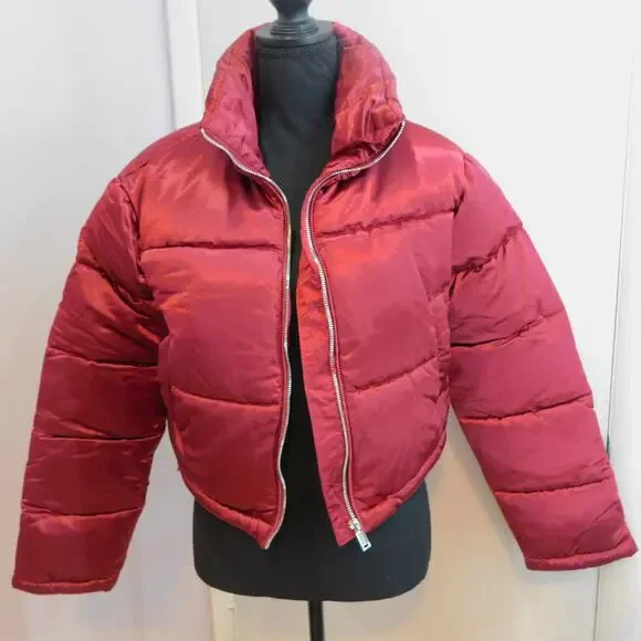 7 For All Mankind Women's Lined Puffer Jacket Coat Red  Small New - Picture 2 of 11